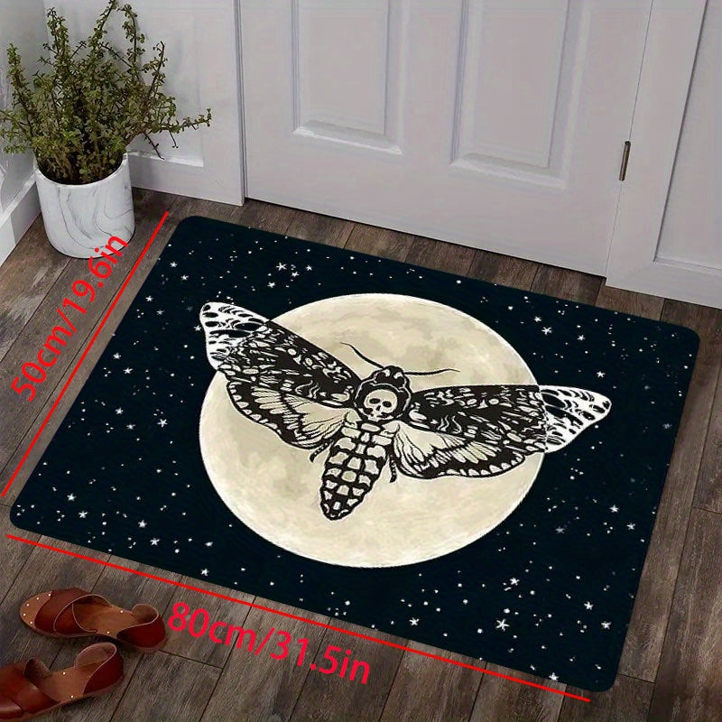 Gothic Skull Moon Star Rug for Living Room Halloween Decor