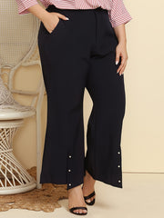 Women's Plus High Rise Flared Pants With Pockets
