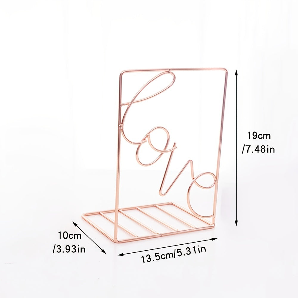 Rose Golden Love Shaped Book Stand Book Organizer