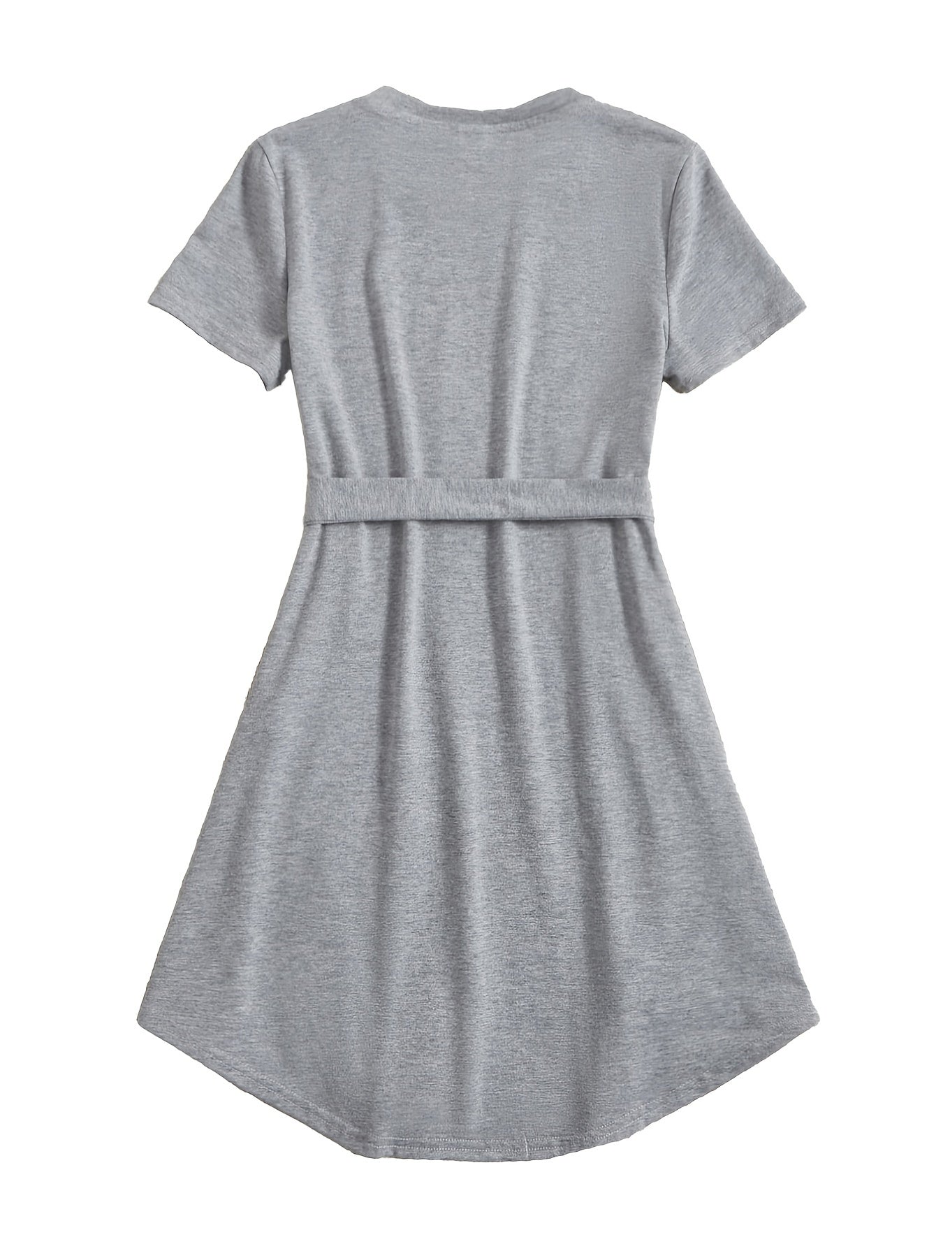Girls' Short Sleeve T Shirt Dress with Belted Waist