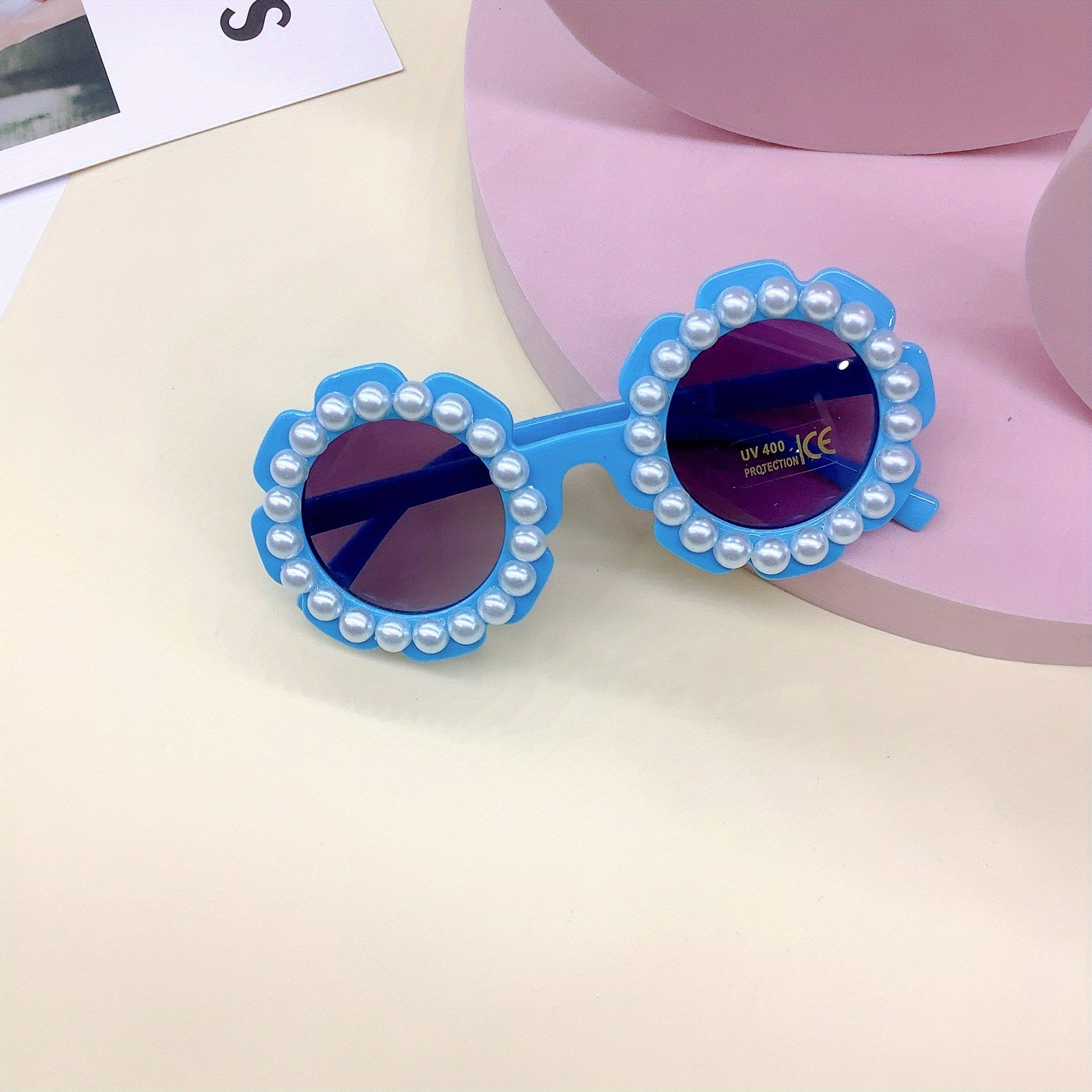 Y2K Flower Frame Pearl Sunglasses UV Protection