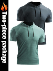 Men's Casual Short Sleeve Hoodie Quick Drying Breathable T-shirt