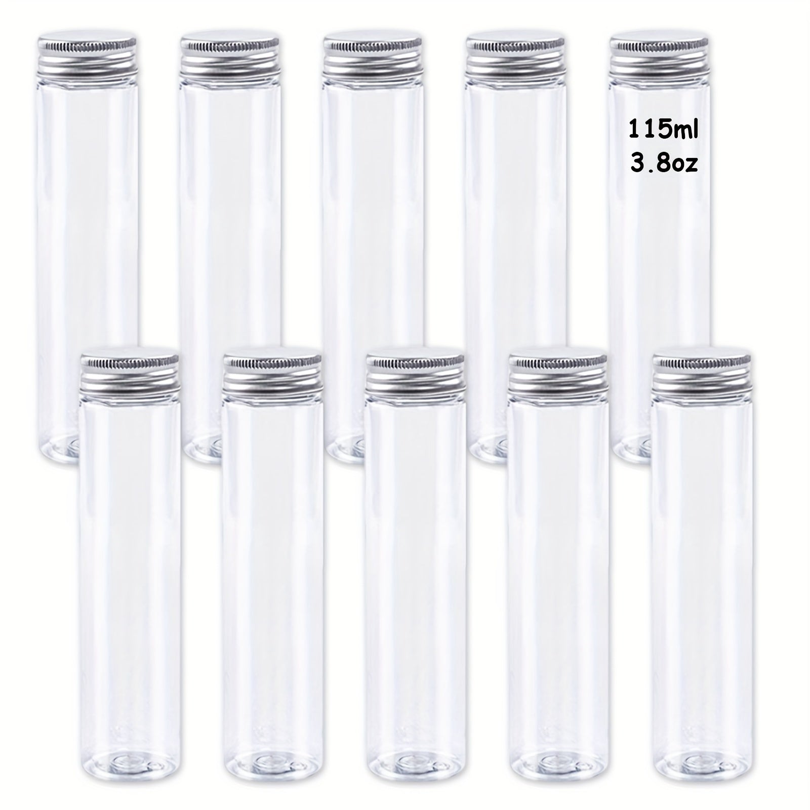 10pcs 115ml Clear Plastic Test Tubes With Caps