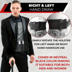 Concealed Carry Stretch Belt Holster Right Left Hand Universal