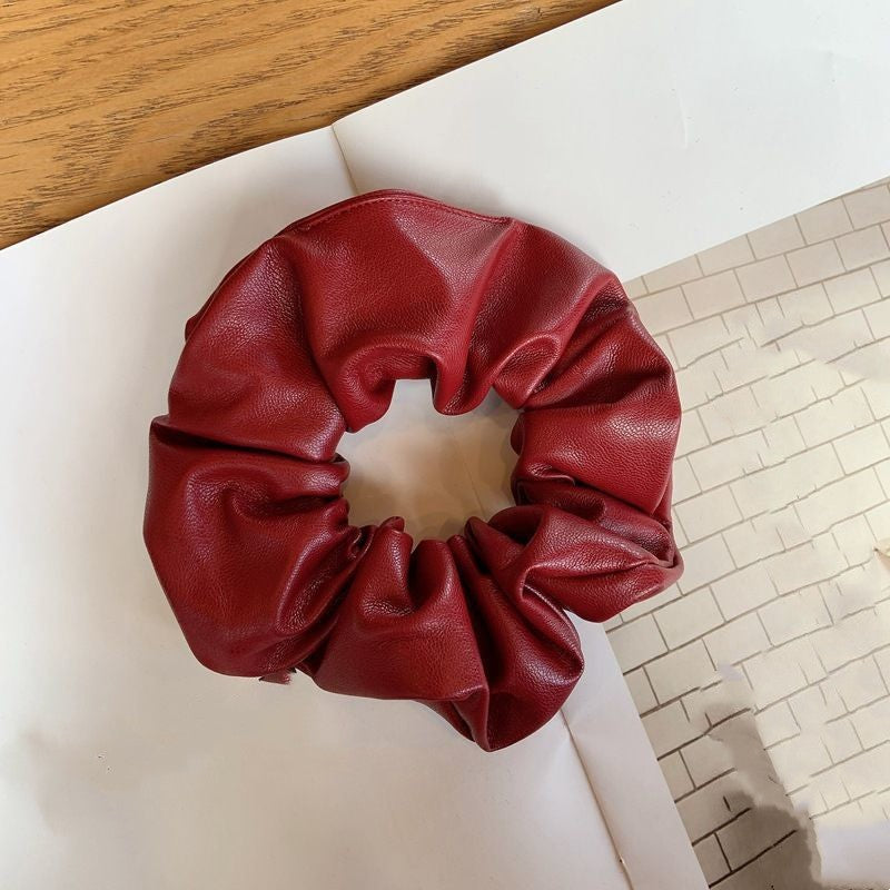 Leather Hair Scrunchies Ponytail Holders Thick Hair Bands Elastic Ties