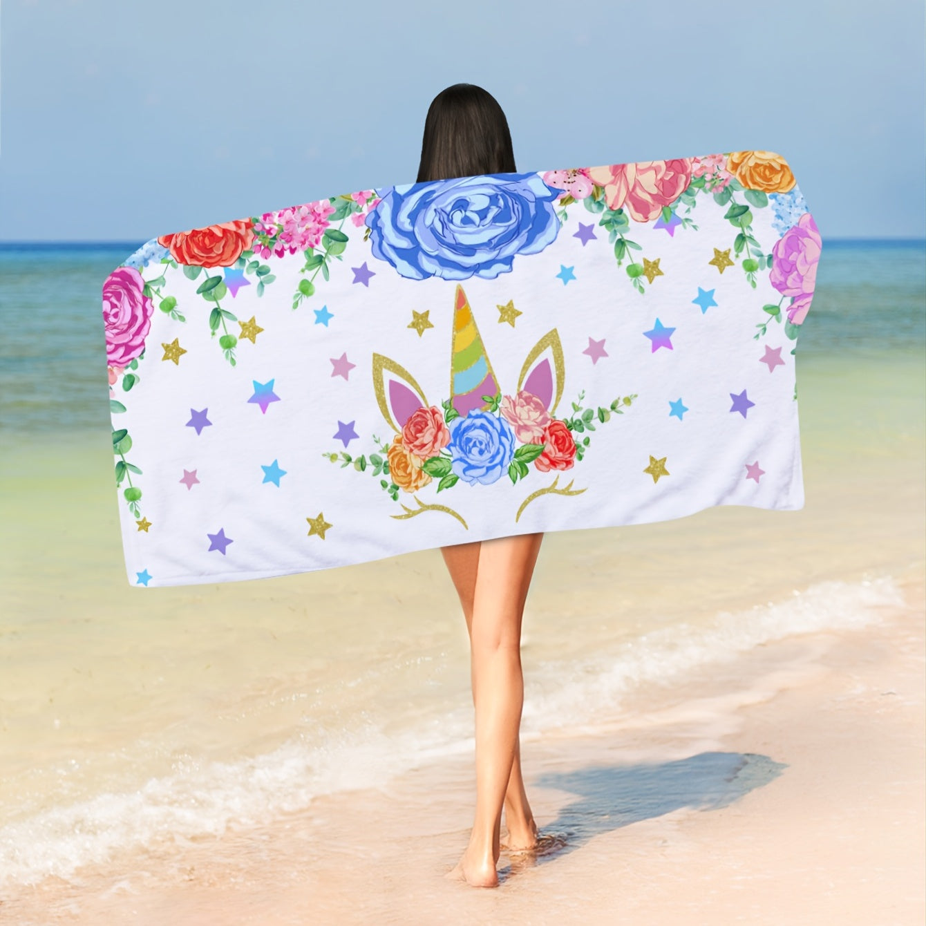 Unicorn Print Bath Towel Microfiber Quick Dry 25 X 59