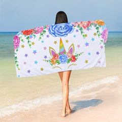 Unicorn Print Bath Towel Microfiber Quick Dry 25 X 59