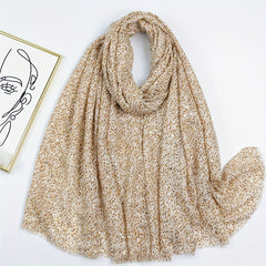 Hot Stamping Floral Scarf Boho Frayed Edge Shawl
