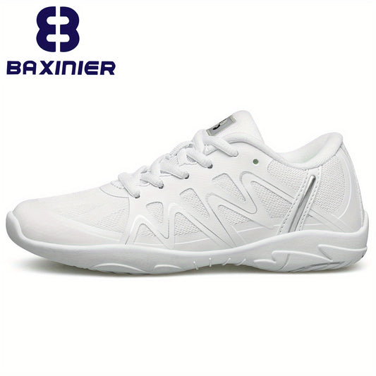 Girls Cheerleading Shoes Athletic Mesh Dance Shoes Soft Sole Lace Up Sports Snea