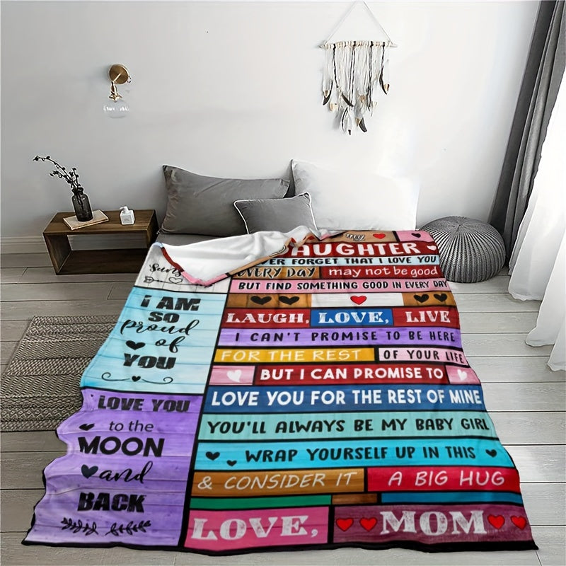 To My Daughter Print Blanket Soft Throw Blanket For Sofa, Bed And Travelling
