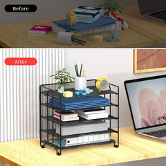 Mesh Desk Organizer Stackable Letter Trays Carbon Steel Foldable Rust Resistant