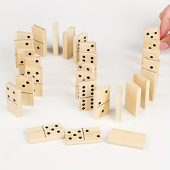 Wooden Domino Set 28pcs Number Matching Game Tower Building Game