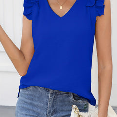 Ruffle Layered V Neck Tank Top for Summer
