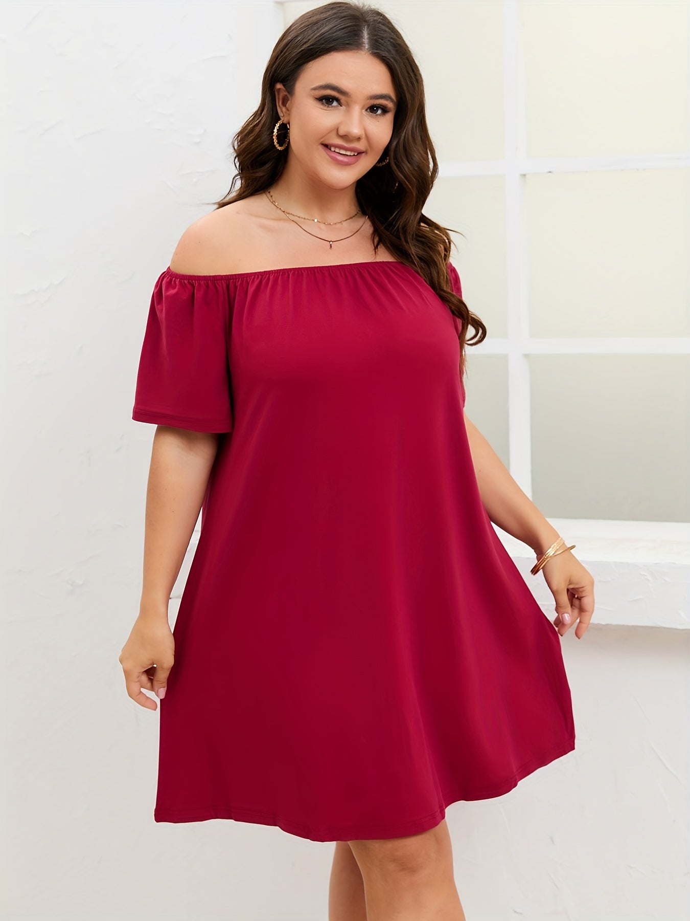  Women's Off Shoulder Short Sleeve Dress