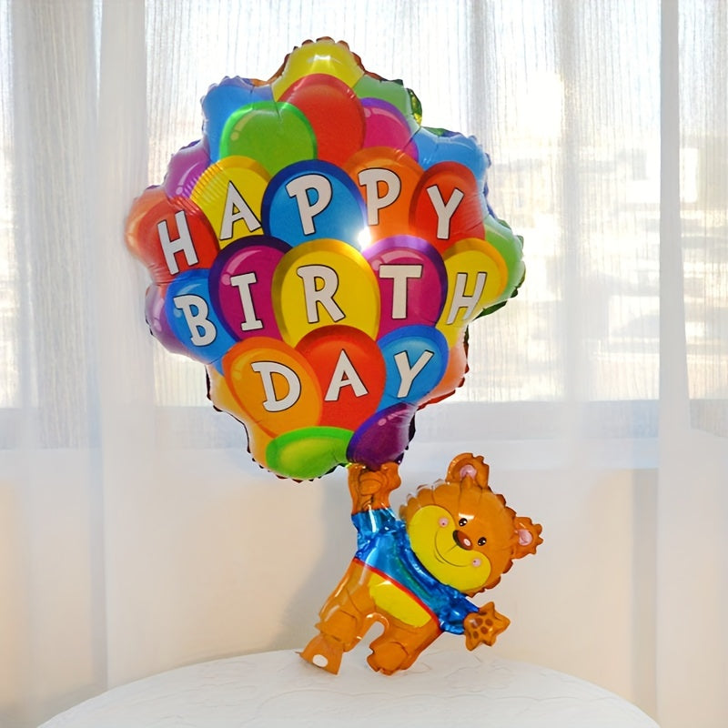 2pcs Birthday Parachute Bear Aluminum Balloon Room Decoration