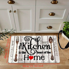 1pc Flannel Kitchen Floor Mat Soft Rug Rustic Wooden Waterproof Kitchen Mat