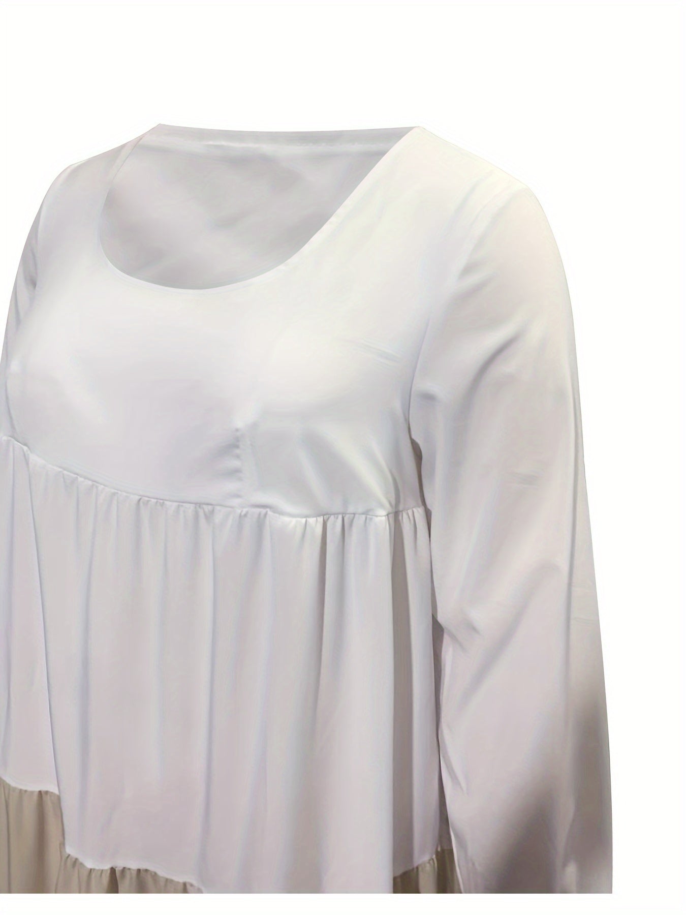  Colorblock Long Sleeve Maxi Smock Dress