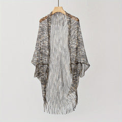 Fishnet Tassel Shawl Mesh Bikini Cover Up Beach Cape