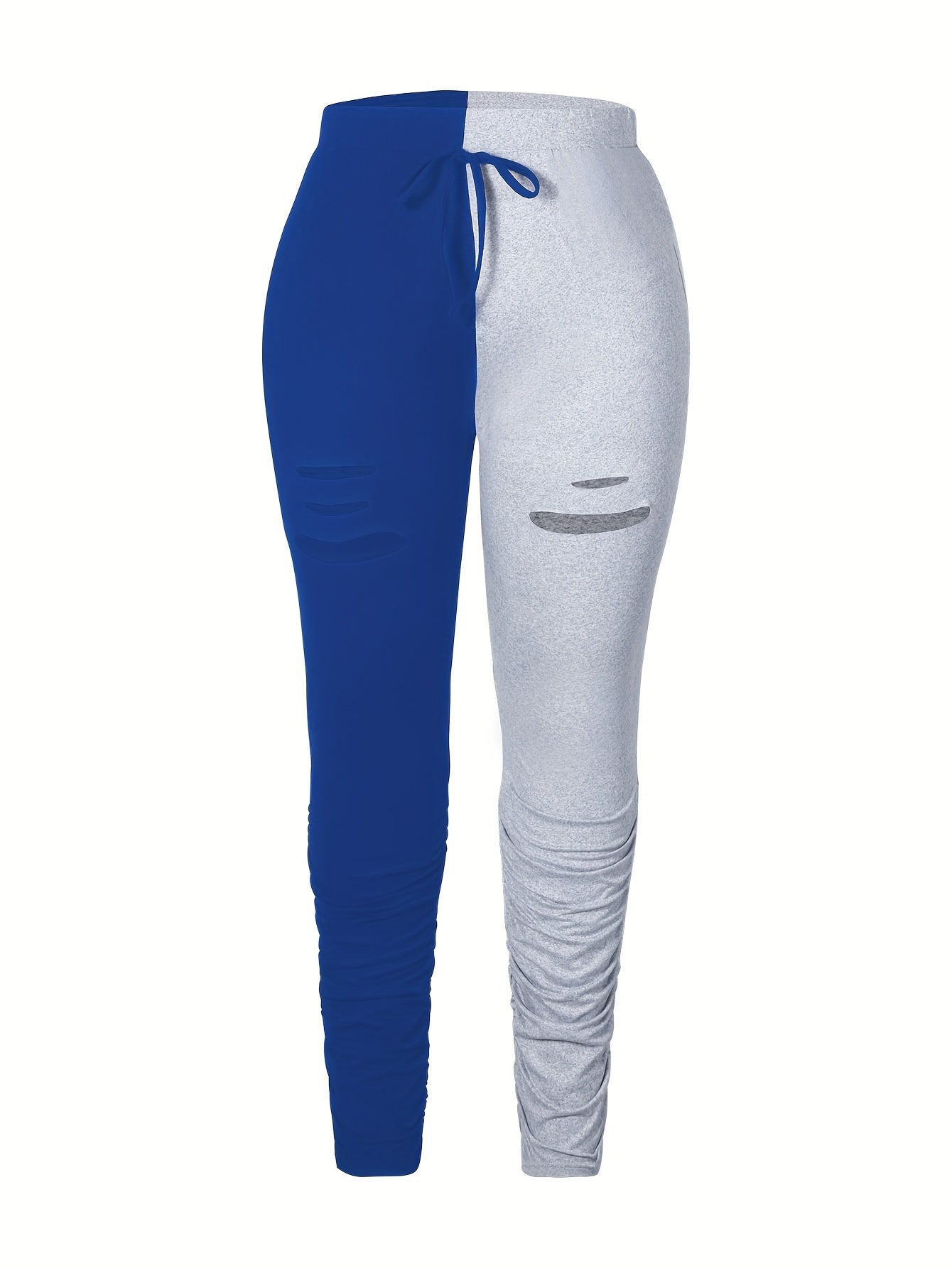  Colorblock Ruched Drawstring Pants
