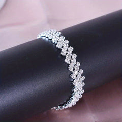 Rhinestone Beaded Tennis Chain Anklet Elastic Beach Ankle Bracelet