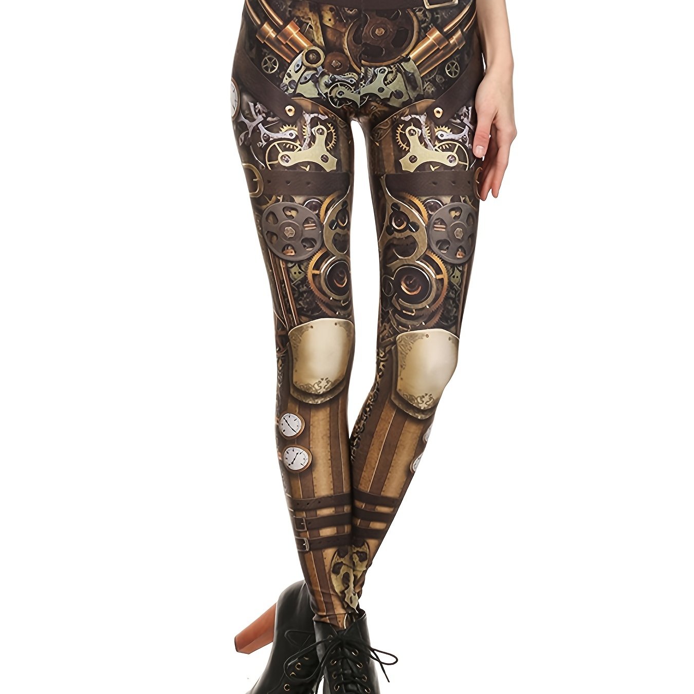 Machine Graphic Print Leggings High Waist Casual Sports Pants
