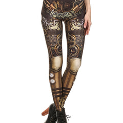 Machine Graphic Print Leggings High Waist Casual Sports Pants