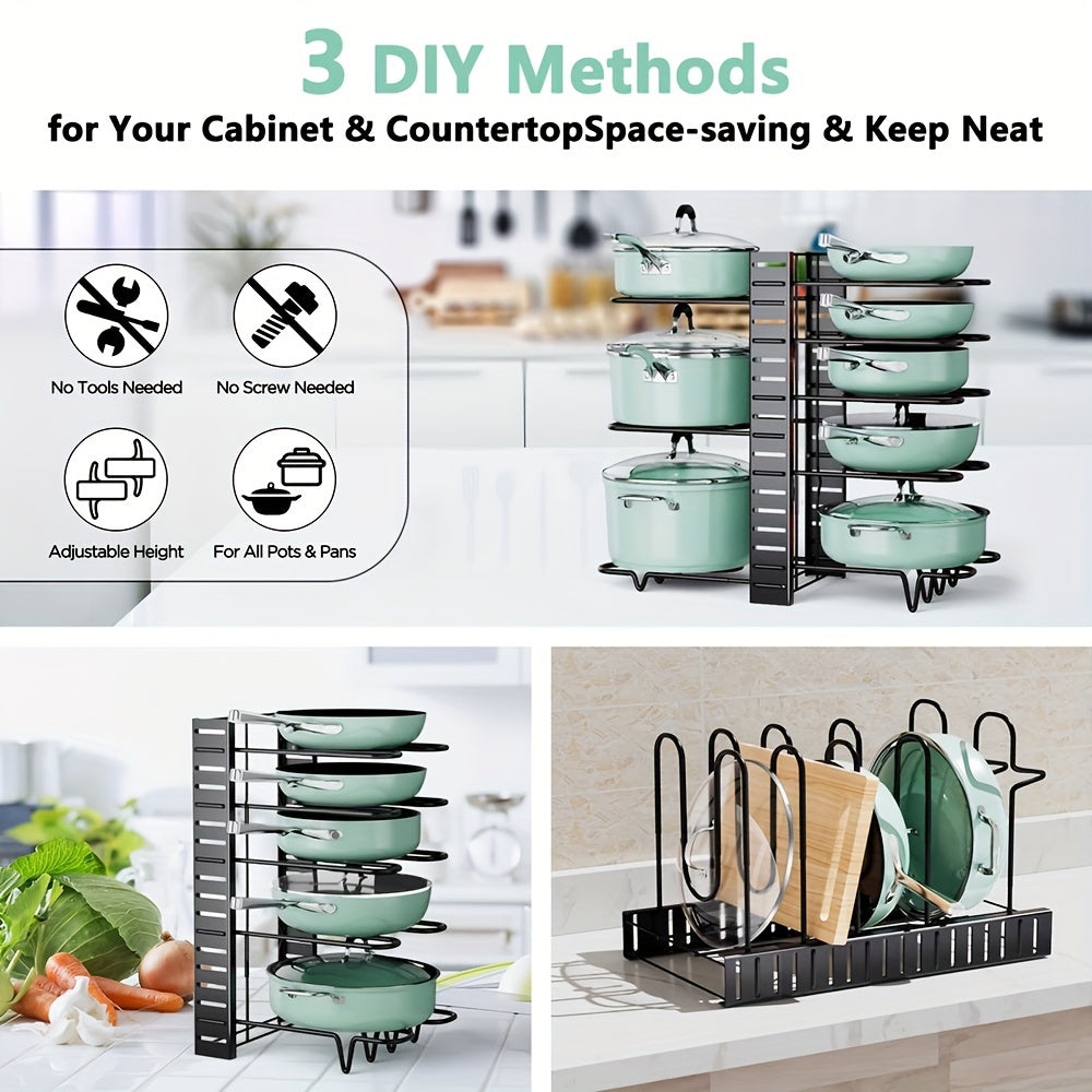 Expandable Pots And Pans Storage Rack Kitchen Organizer