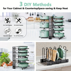 Expandable Pots And Pans Storage Rack Kitchen Organizer
