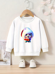 Cartoon Pattern Girls Sweatshirt Long Sleeve Crew Neck Kids Clothing