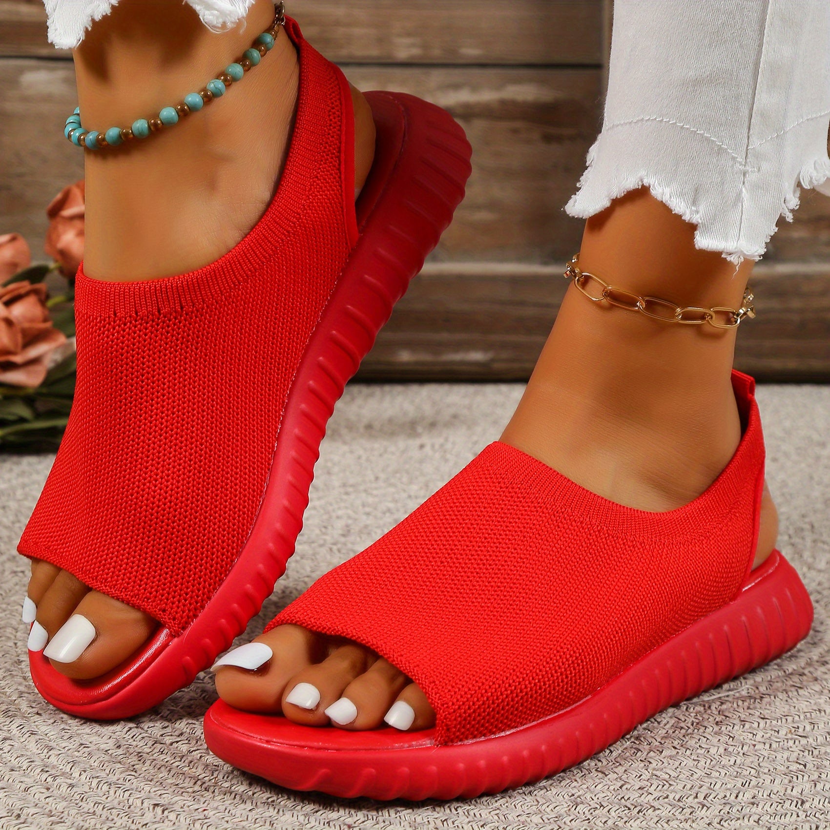 Women's Breathable Ankle Strap Sandals Comfortable Open Toe Shoes