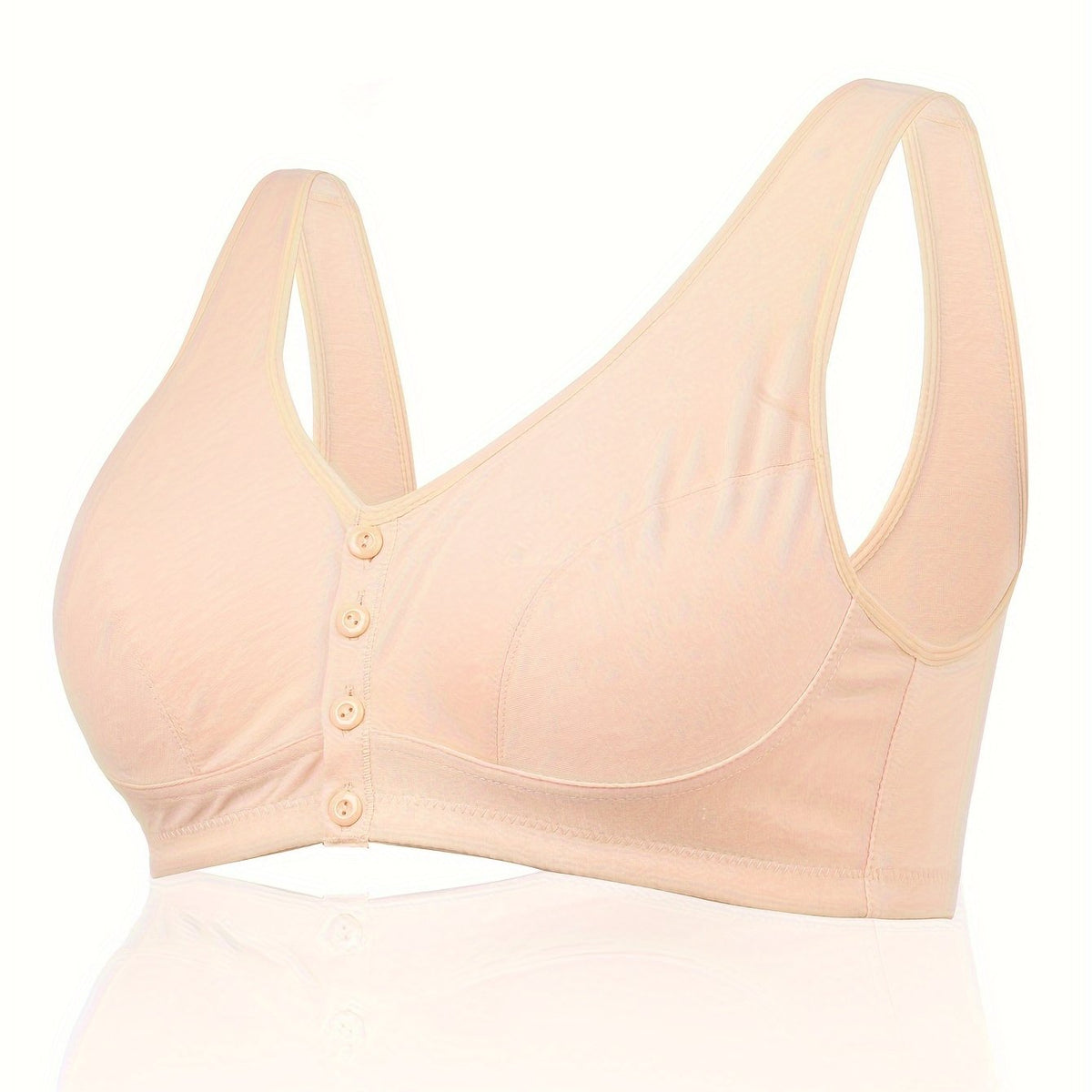 Plus Size Bra Women's Plus Solid Buckle Front Comfort Wireless Wide Straps Bra