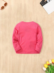 Girls Cartoon Embroidered Cotton Long Sleeve T-shirt