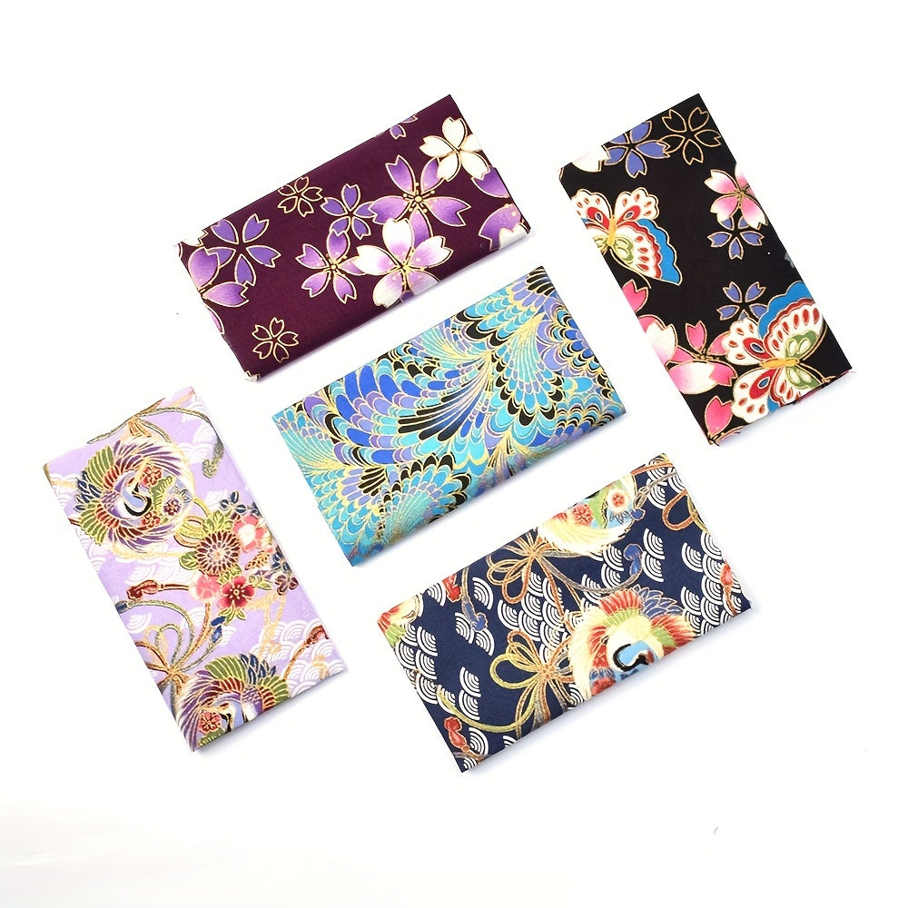 5pcs Japanese Cotton Fabric Bundle for Patchwork Sewing Dolls & Bags 20x25cm