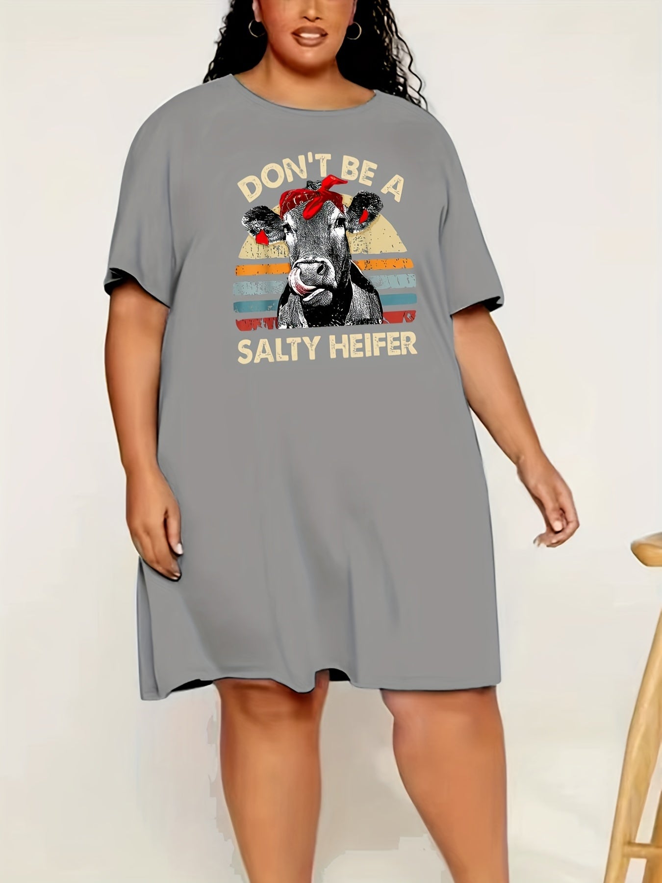  Cow & Letter Print Nightdress