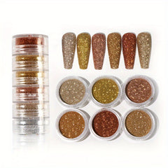 6 Boxes Holographic Nail Glitter Set