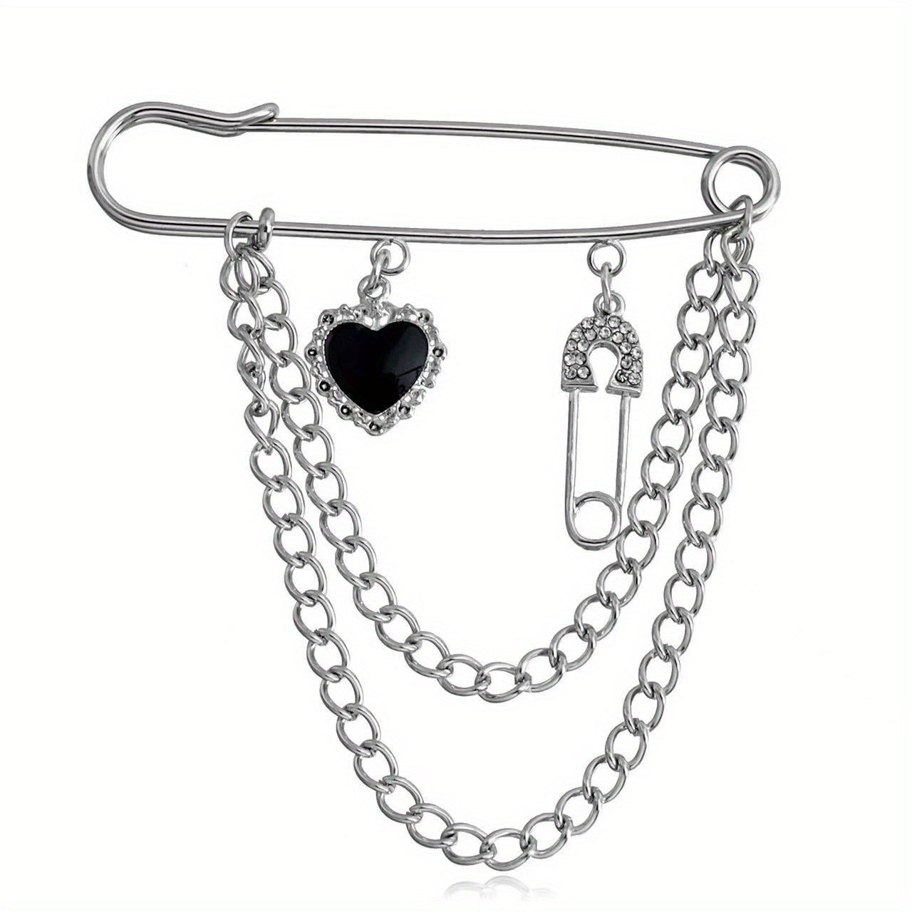 Cold Wind Chain Brooch Hip Hop Love Pin Suit Jacket Accessories Men Women