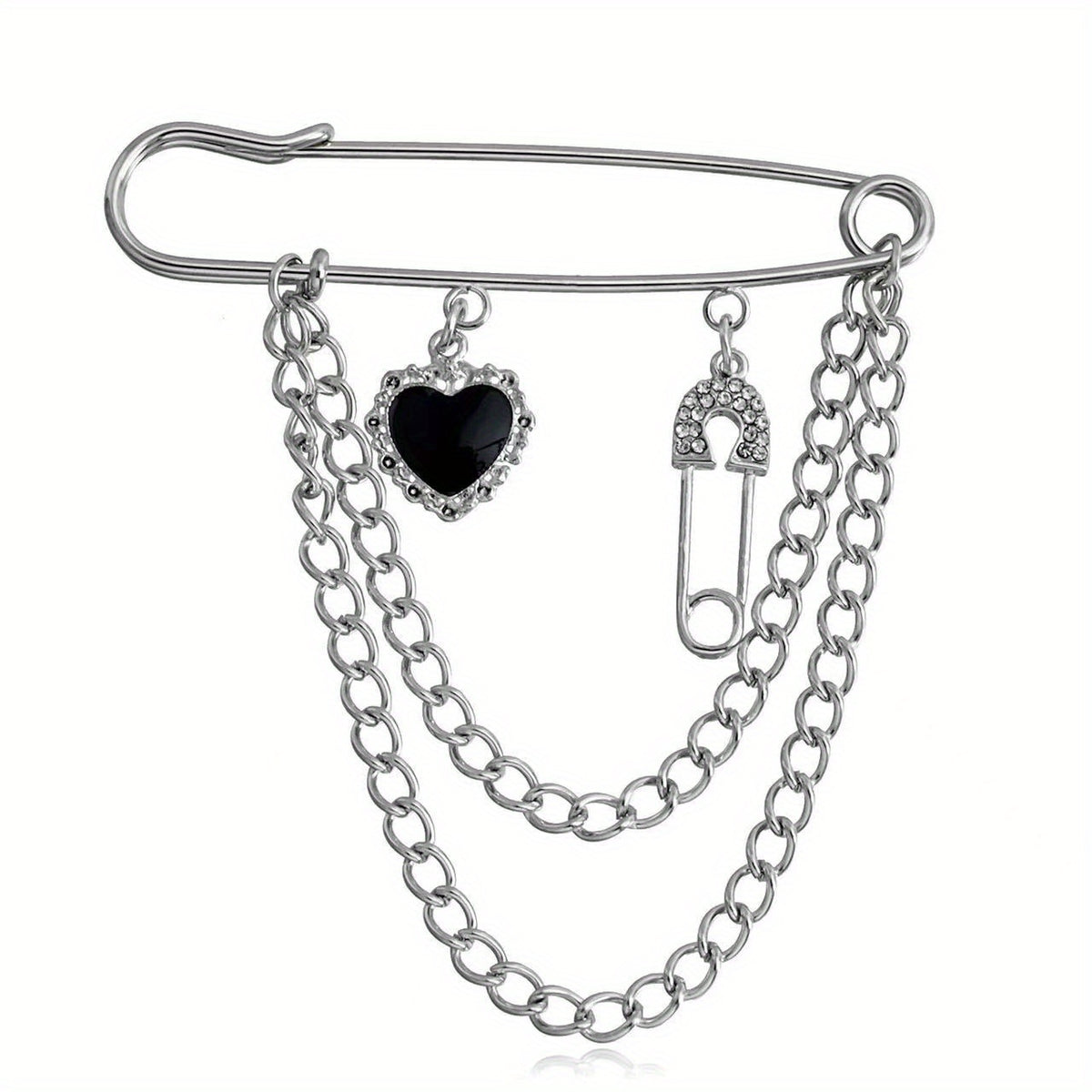 Cold Wind Chain Brooch Hip Hop Love Pin Suit Jacket Accessories Men Women