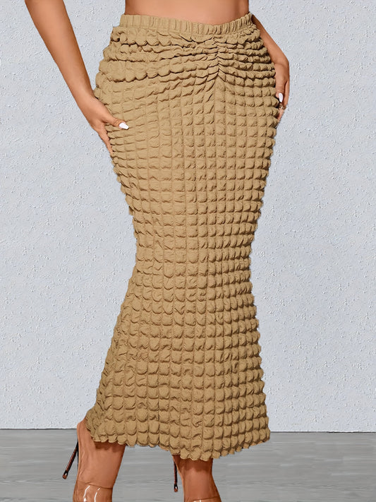  Women's Textured Ruched Mermaid Skirt