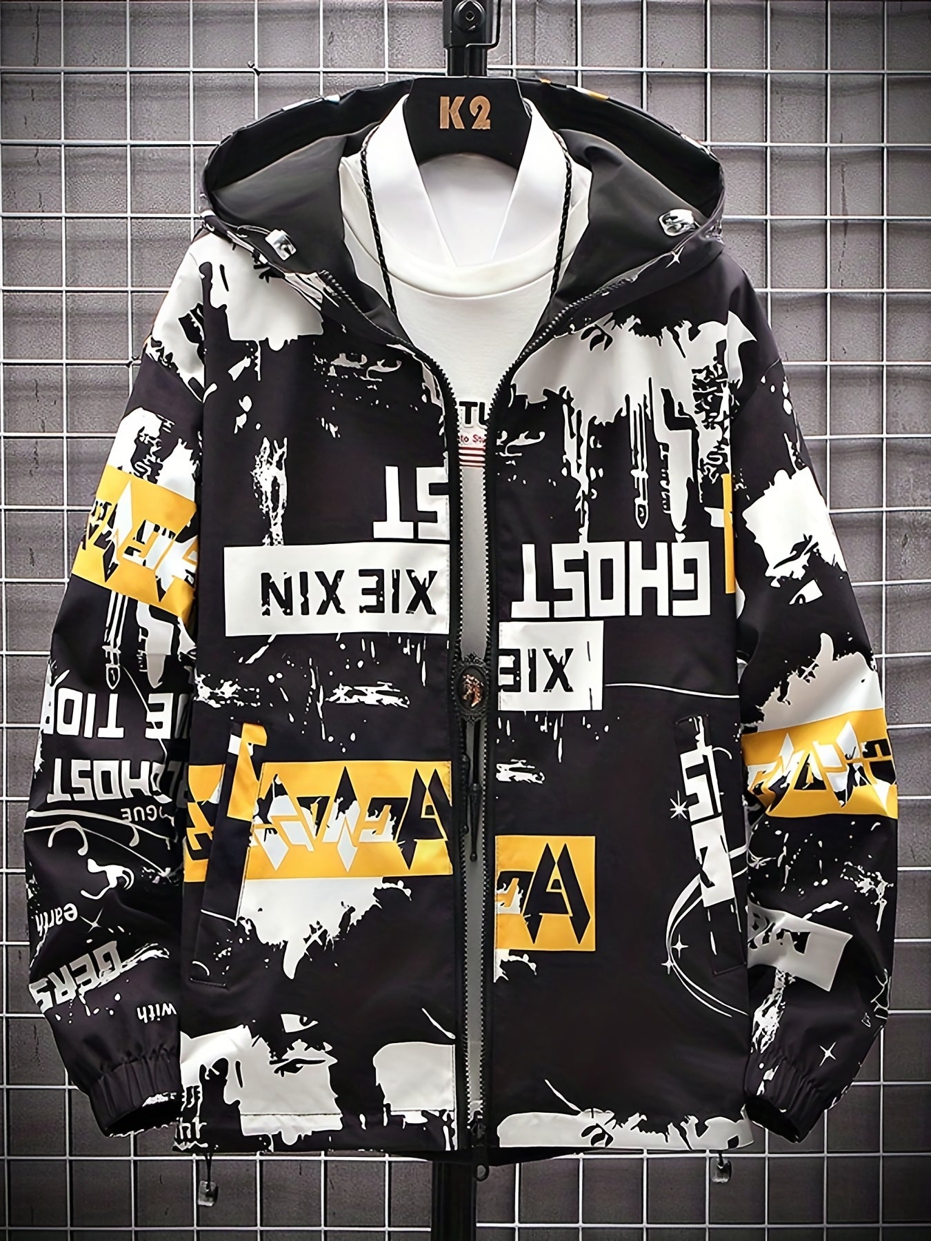Graffiti Bear Windbreaker Reversible Jacket Men's Zip Jacket