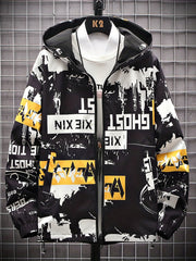 Graffiti Bear Windbreaker Reversible Jacket Men's Zip Jacket