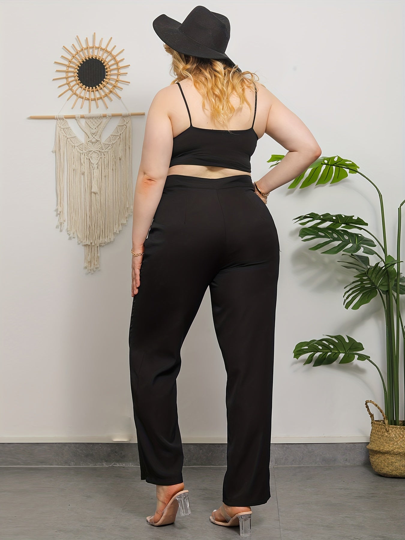  High Rise Wide Leg Workwear Pants