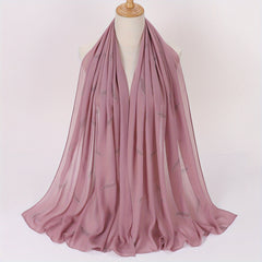 Wavy Leaf Chiffon Scarf Hijab Classic Shawl Head Wrap Women Hair Accessory