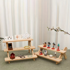 Solid Wood Trapezoidal Jewelry Storage Rack