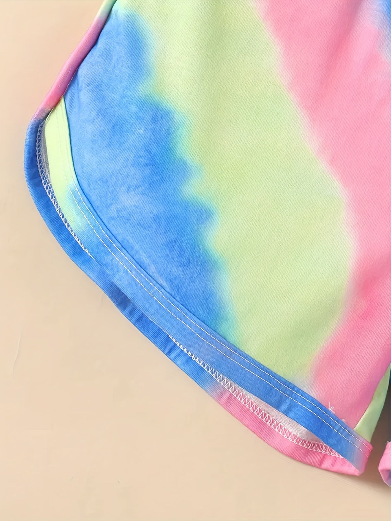 Kid Girls Tie Dye Floral & Butterfly Print Casual Shorts