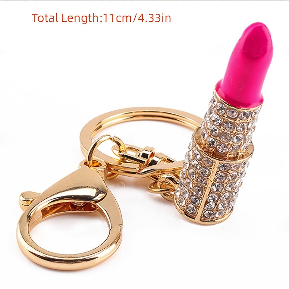 Crystal Rhinestone Lipstick Keyring - Sparkle and Shine