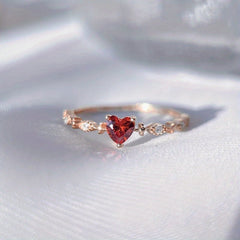 Heart Shaped Ruby Decor Ring for Girls