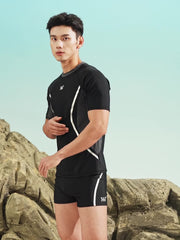 Men's Block Swimwear Short Sleeve T shirt Sun Protection