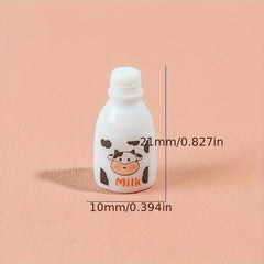 5pcs Mini Simulated Milk Bottle Dollhouse Ornaments Resin Craft