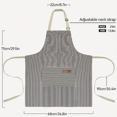 Adjustable Bib Apron With 2 Pockets For Chef Cooking