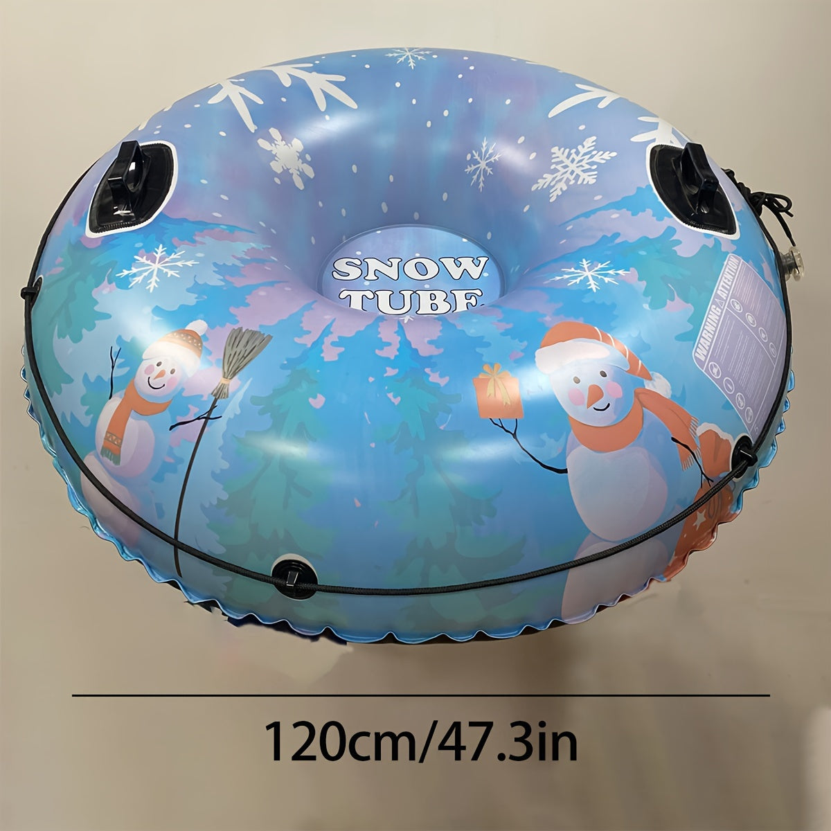 47in Snow Tube w/ Traction Rope Heavy Duty Inflatable Skiing Ring Wear-resistant